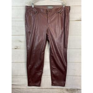 Torrid Feel the Fit Faux Leather Pants Womens 18 Burgundy Soft High Rise Pocket